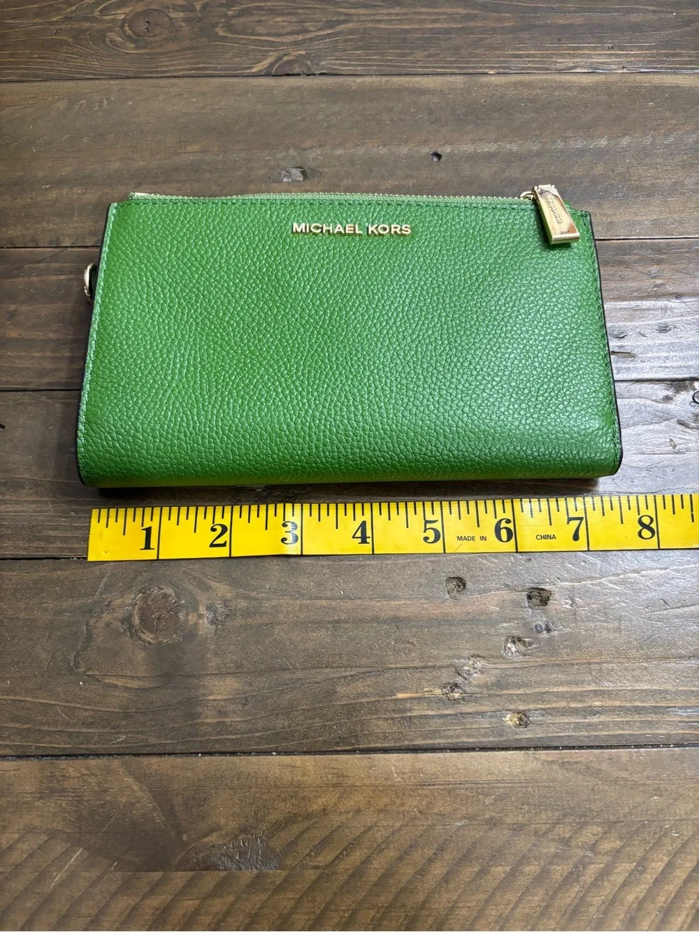 Michael Kors Adele Leather Smartphone Wallet in Green Pebbled Leather